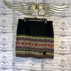 5/$25 Size 36 Black Mini Skirt w/Tapestry Trim EUC